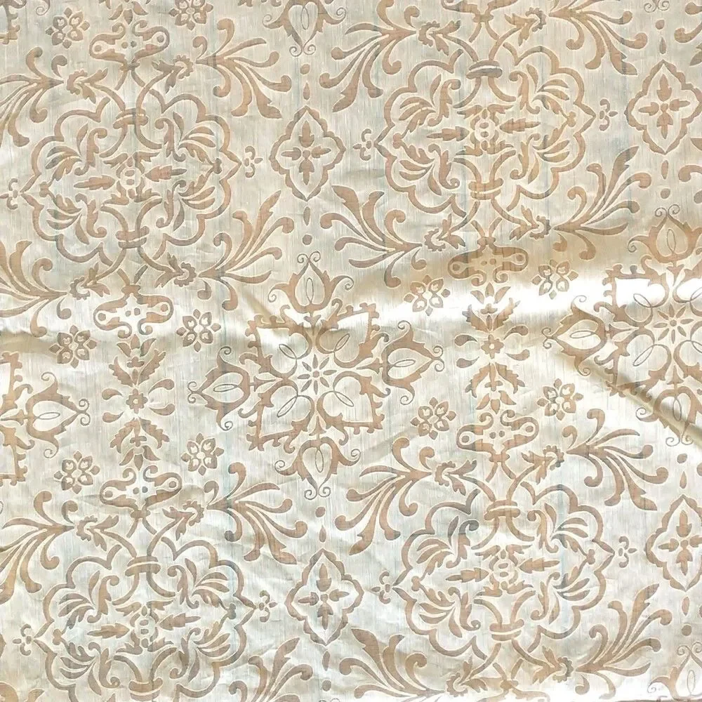 Restoration Hardware Curtain Panels White Floral Sheer Cotton Blend 49x96